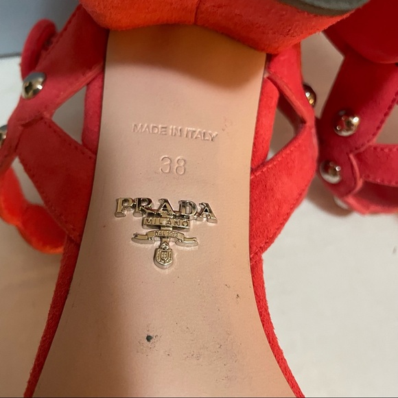 Prada Calzature Donna Suede Sandal, with studded straps , size38-8 - Picture 7 of 10